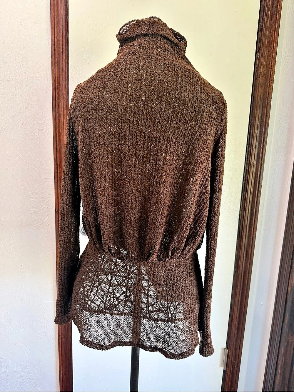 Zara Brown Cowl Neck Peplum Sweater Size Medium